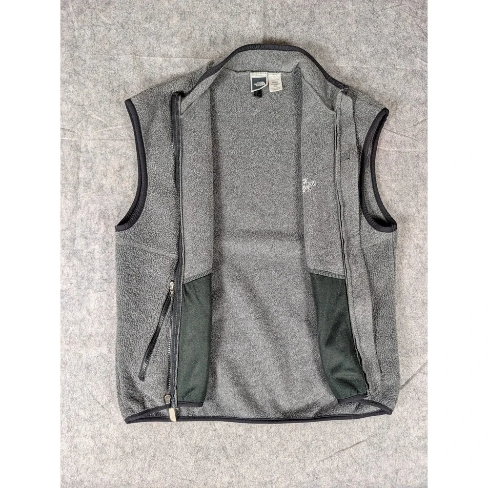 The North Face Mens Gray Full Zip Fleece Vest Mock Neck Made in USA RN 61661
